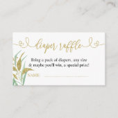 グリーンリーグリーンと金ゴールドエレガントおむつラッフル エンクロージャーカード (正面)