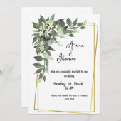 グリーンリーグリーンフラワーズカード結婚式招待状 招待状 (正面/裏面)
