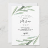 グリーンリーグリーンリーフオリーブブランチブライダルシャワー 招待状 (正面)