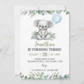 グリーンリーコアラボーイ誕生日招待状 招待状 (正面)