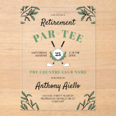 グリーンリーゴルフをテーマにした定年パーティー アクリル招待状 (正面)