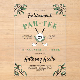 グリーンリーゴルフをテーマにした定年パーティー アクリル招待状