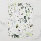 グリーンリーゴールドフォイル書道ファインアートスタイル 箔招待状 (裏面)