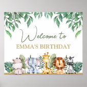 グリーンリーサファリアニマルズワイルドワン誕生日へようこそ ポスター (正面)