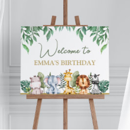 グリーンリーサファリアニマルズワイルドワン誕生日へようこそ ポスター