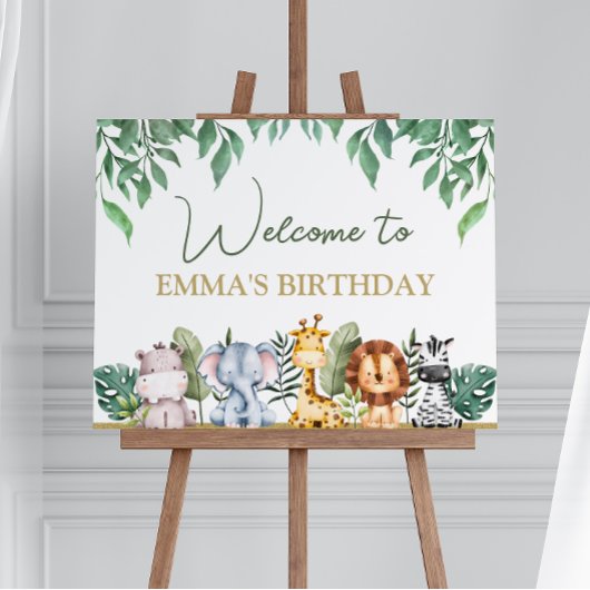 グリーンリーサファリアニマルズワイルドワン誕生日へようこそ ポスター