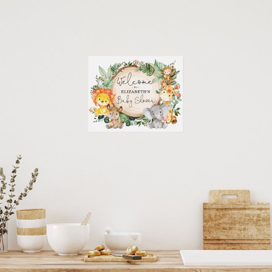 グリーンリーサファリジャングルワイルドアニマルズベビーへようこそ ポスター (キッチン)