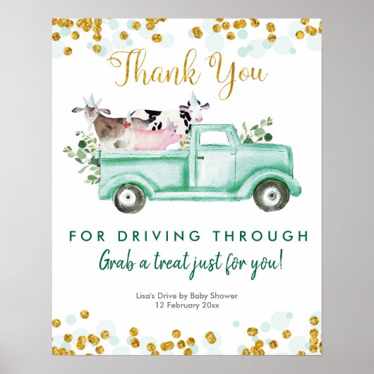 グリーンリーサファリドライブパーティー標識 ポスター (正面)