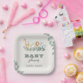 グリーンリーサファリベイビーシャワー7"スクエア紙プレート ペーパープレート (パーティー)