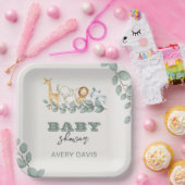 グリーンリーサファリベイビーシャワー9"スクエア紙プレート ペーパープレート (パーティー)