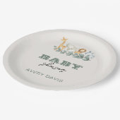 グリーンリーサファリベイビーシャワー9"ラウンド紙プレート ペーパープレート (アングル)