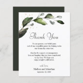 グリーンリーサンキューウェディングレセプションカード (正面/裏面)