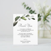 グリーンリーサンキューウェディングレセプションカード (スタンド正面)
