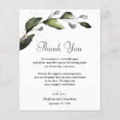 グリーンリーサンキューウェディングレセプションカード (正面)