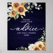 グリーンリーサンフラワーズブライダルシャワーアドバイスサイン ポスター (正面)