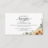 グリーンリーサンフラワーズブライダルシャワーレシピリクエスト エンクロージャーカード (正面)
