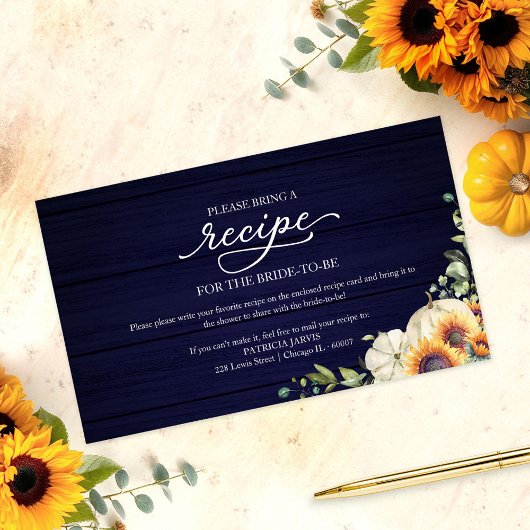 グリーンリーサンフラワーズブライダルシャワーレシピリクエスト エンクロージャーカード