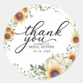 グリーンリーサンフラワーズ秋ブライダルシャワーのお気に入り ラウンドシール (正面)