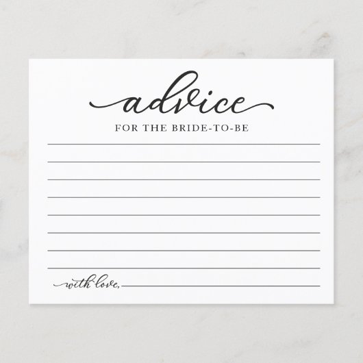 グリーンリーサンフラワーズ秋ブライダルシャワーアドバイスカード (正面)