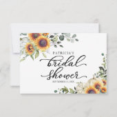 グリーンリーサンフラワーズ秋ブライダルシャワーアドバイスカード 招待状 (裏面)