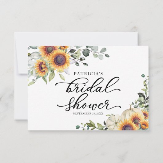 グリーンリーサンフラワーズ秋ブライダルシャワーアドバイスカード 招待状 (裏面)