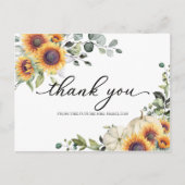 グリーンリーサンフラワーズ秋ブライダルシャワーサンキューサンキュー ポストカード (正面)