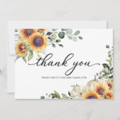 グリーンリーサンフラワーズ秋ブライダルシャワーサンキューサンキュー 招待状 (正面)