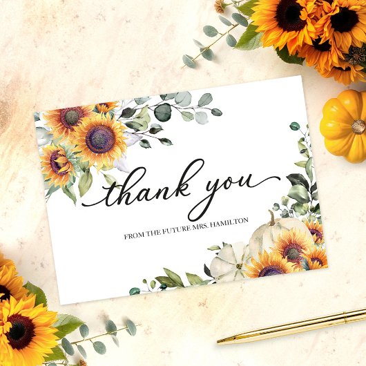 グリーンリーサンフラワーズ秋ブライダルシャワーサンキューサンキュー 招待状