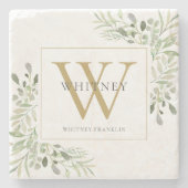 グリーンリーシック金ゴールドモノグラム ストーンコースター (正面)