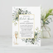 グリーンリーシャンパングラスセージグリーンブライダルシャワー 招待状 (スタンド正面)