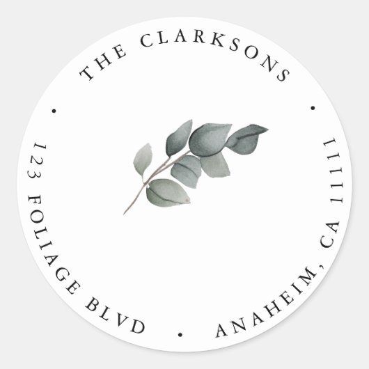 グリーンリーシンプル差出人住所ラベル ラウンドシール (正面)