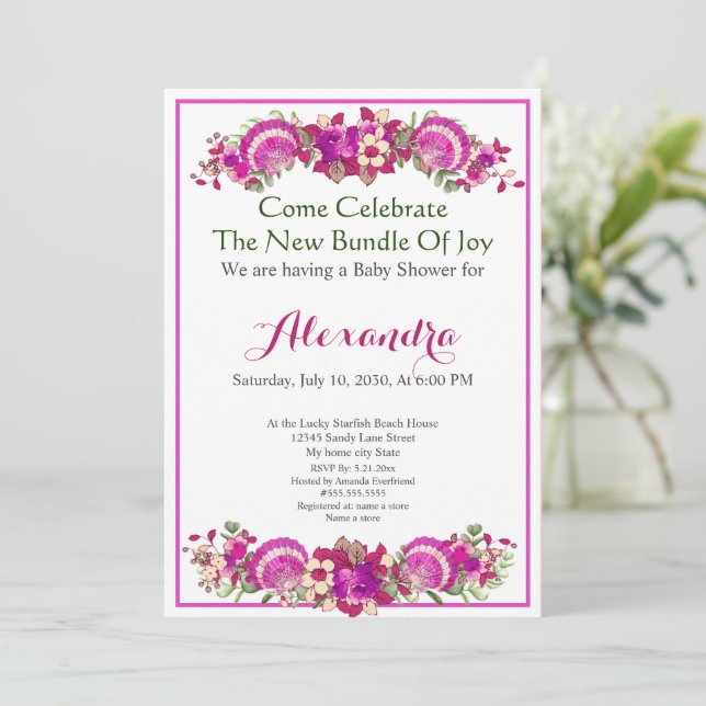 グリーンリーシーシェルピンクガールフローラベビーシャワー (スタンド正面)