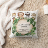 グリーンリージャングルサファリアニマル誕生統計子供部屋 クッション (ブランケット)