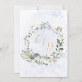 グリーンリージュダスティブルーワイルドフラワーズウェディングシャワー 招待状 (裏面)