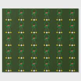 グリーンリースとジンルベルグリーンラッピング紙 ラッピングペーパー