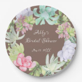 グリーンリースの花嫁シャワー ペーパープレート (正面)