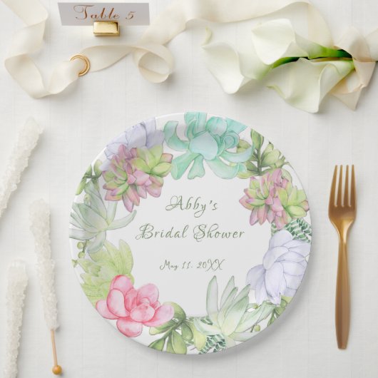 グリーンリースの花嫁シャワー ペーパープレート (ウェディング)