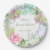グリーンリースの花嫁シャワー ペーパープレート (正面)