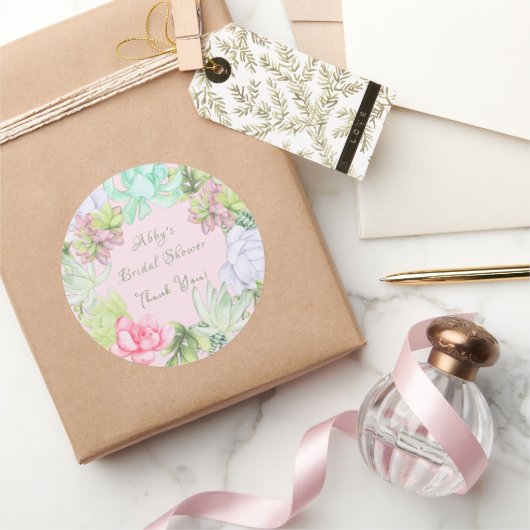 グリーンリースの花束 ブライダルシャワー ラウンドシール (ギフト)