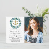 グリーンリースの花輪 法科大学院卒業写真 招待状 (スタンド正面)