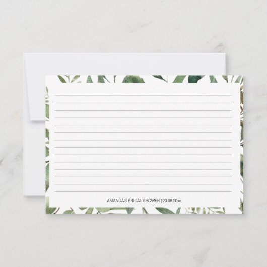 グリーンリースイーツケーキブライダルシャワーレシピカード (裏面)