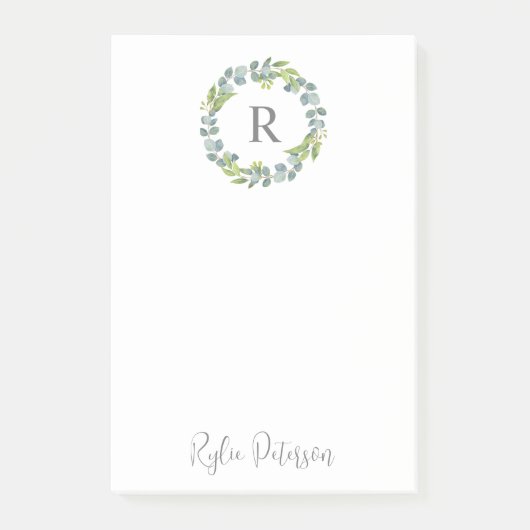 グリーンリースカスタムモノグラムポストイットノート ポストイット (正面)