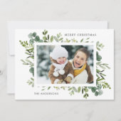 グリーンリースカスタム文字フォトクリスマス シーズンカード (正面)