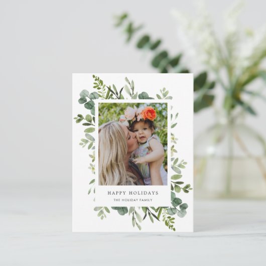 グリーンリースカスタム文字写真 シーズンポストカード (スタンド正面)