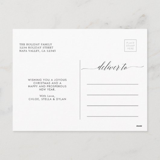 グリーンリースカスタム文字写真 シーズンポストカード (裏面)