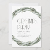 グリーンリースクリスマスパーティの招待状テンプレート 招待状 (正面)