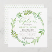グリーンリースバプテスマ招待状BOHO 招待状 (正面/裏面)