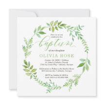 グリーンリースバプテスマ招待状BOHO