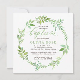 グリーンリースバプテスマ招待状BOHO 招待状