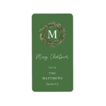 グリーンリースモノグラムメリークリスマス